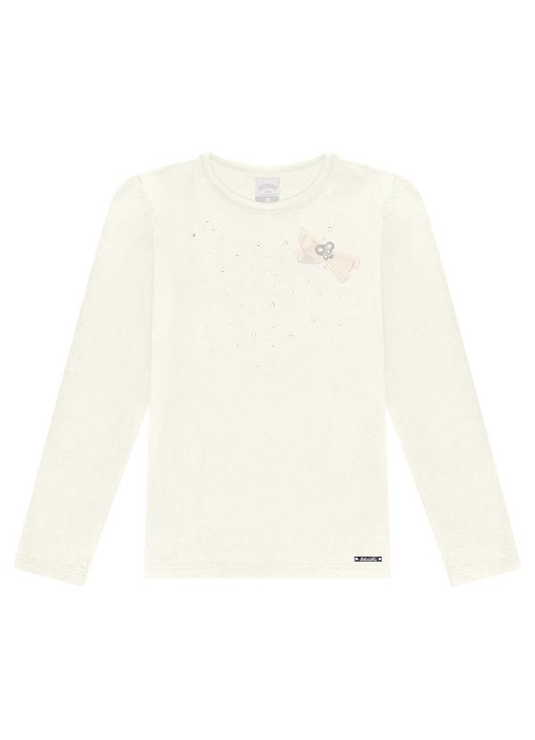 Vista 2 Blusa de Mangas Longas Menina com Strass Branco Alakazoo Alakazoo
