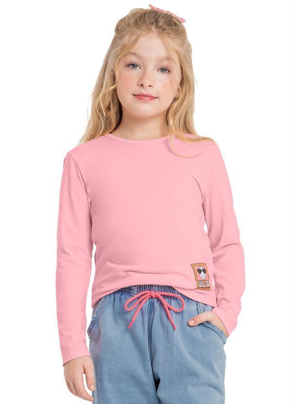 Vista 2 Blusa em Cotton Juvenil Menina Rosa Gloss Gloss