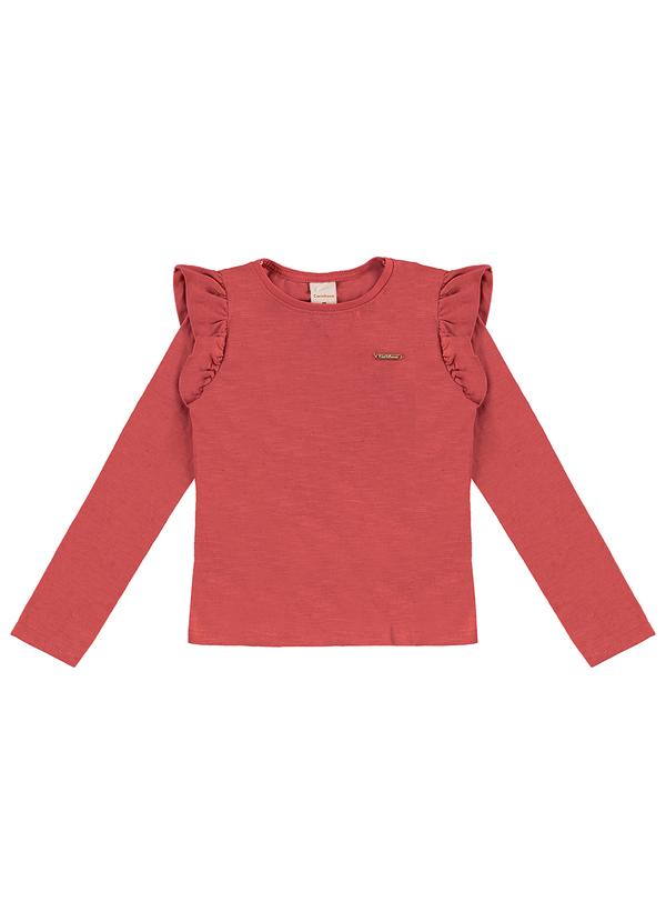Vista 2 Blusa em Malha Linho Laranja Carinhoso Carinhoso