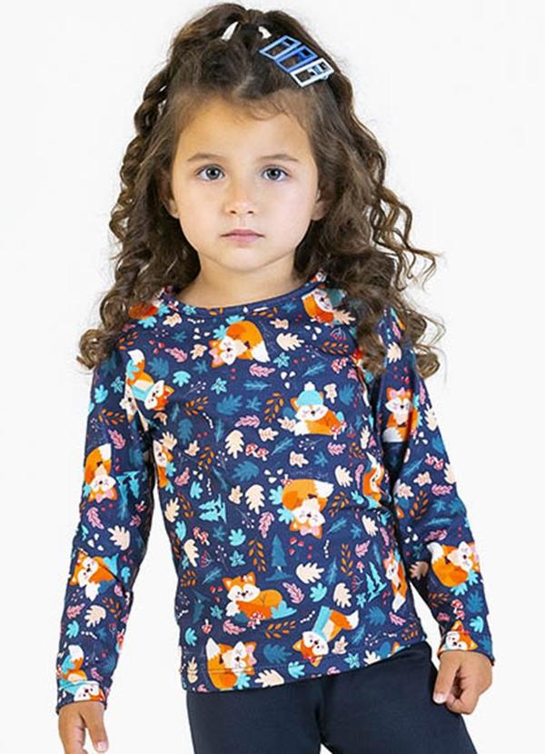 Vista 2 Blusa em Malha Lixada Sublimada Azul Soft Bonni Soft Bonni