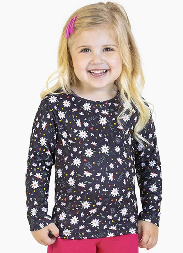 Vista 2 Blusa em Malha Lixada Sublimada Preto Soft Bonni Soft Bonni