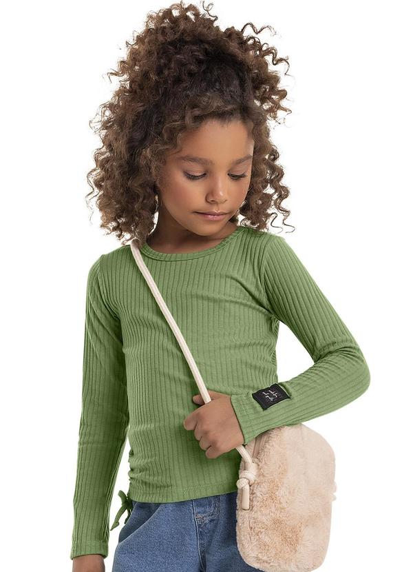 Vista 2 Blusa em Ribana Canelada Infantil Verde Quimby Quimby