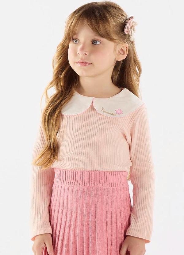 Vista 2 Blusa em Ribana Canelada Rosa Up Baby Up Baby