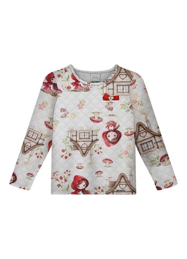 Blusa Estampada Menina com Mangas Longas Bege