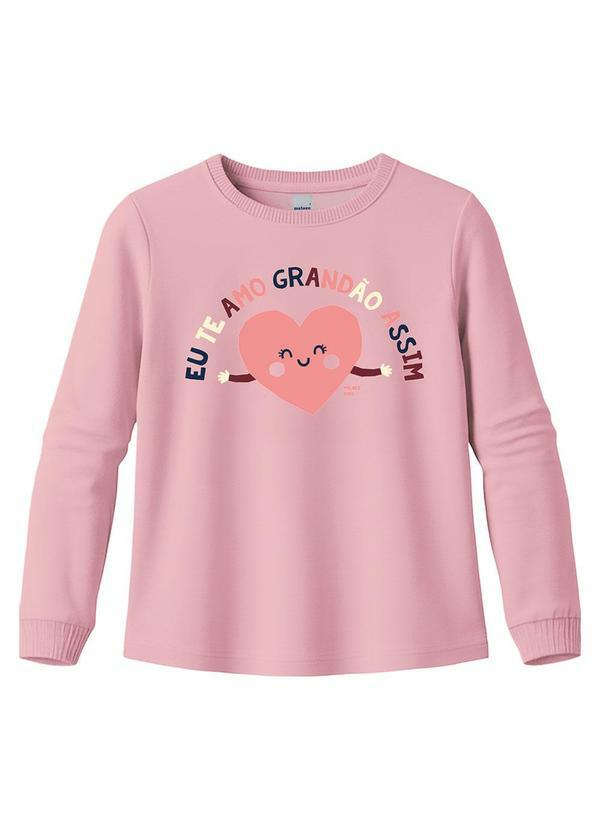 Blusa Eu Te Amo com Glitter Rosa Claro