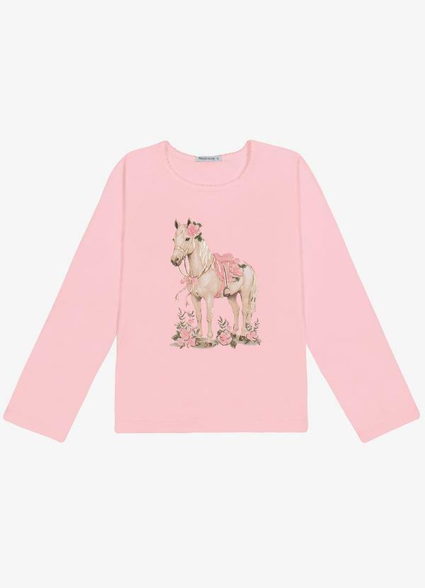 Blusa Feminina Infantil Manga Longa Rosa
