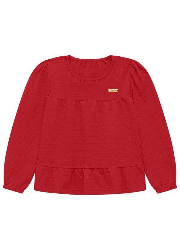 Vista 2 Blusa Infantil Ana Bola com Plaquinha Vermelho Duduka Duduka