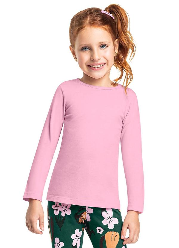 Blusa Infantil Básica em Meia Malha Rosa