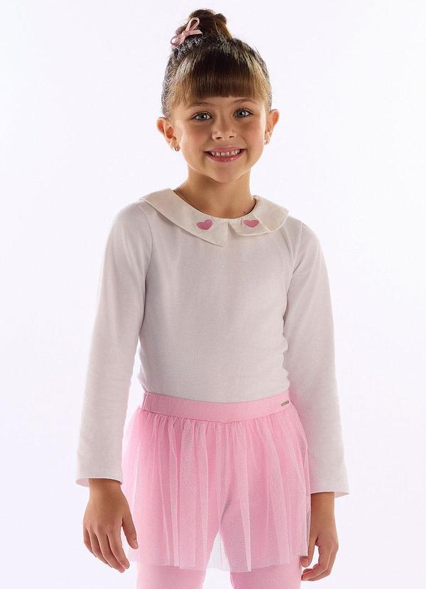 Blusa Infantil com Gola Coração Branco