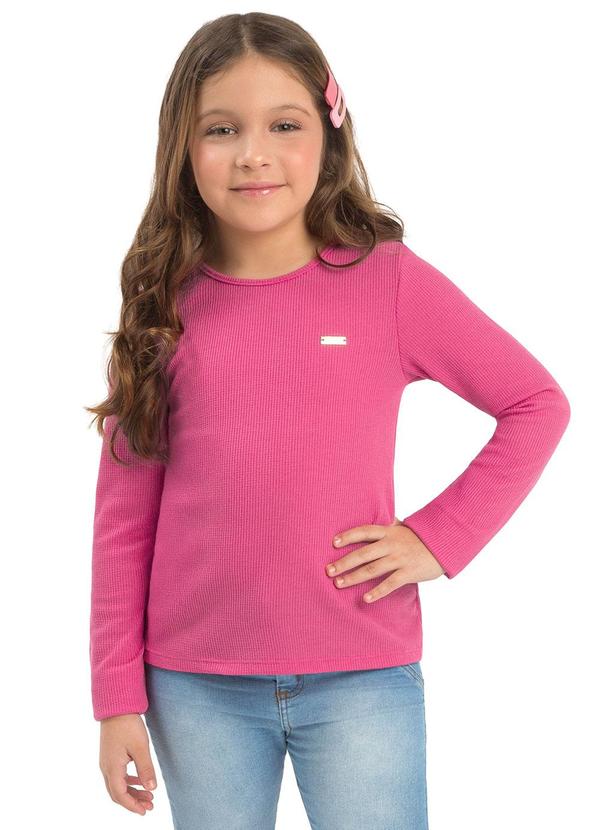 Blusa Infantil com Plaquinha Rosa