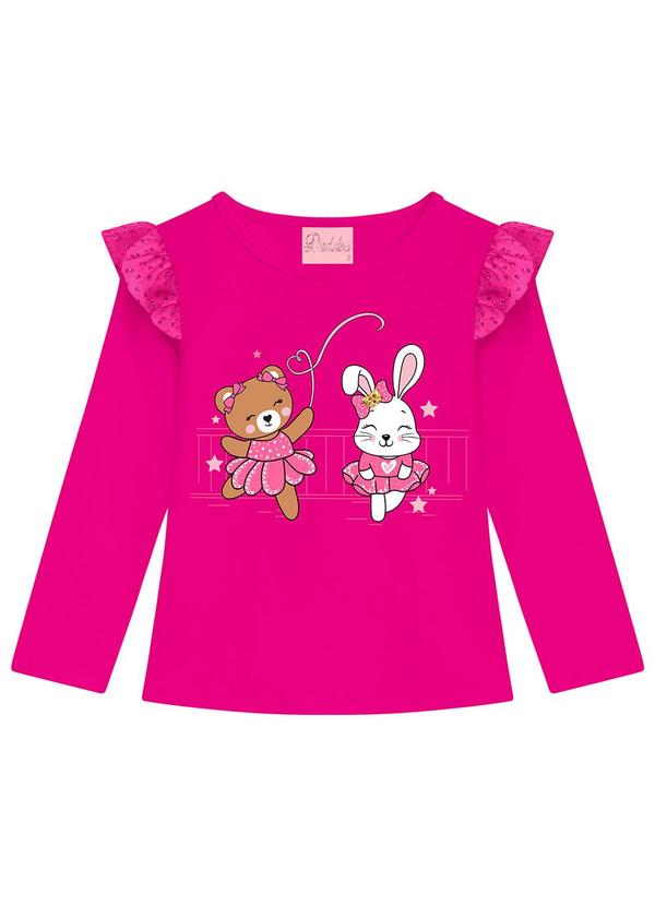 Vista 2 Blusa Infantil em Botão Rosa Duduka Duduka