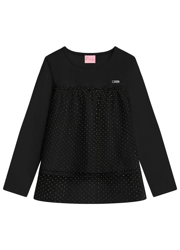 Vista 2 Blusa Infantil em com Tule Preto Duduka Duduka