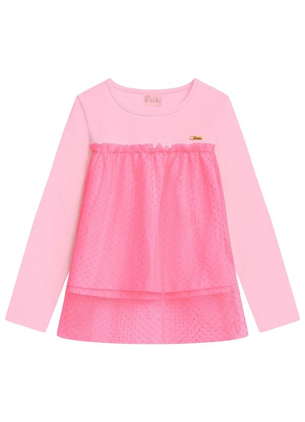 Vista 2 Blusa Infantil em com Tule Rosa Duduka Duduka