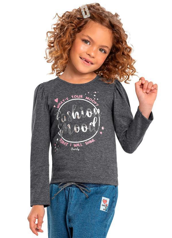 Vista 2 Blusa Infantil em Cotton Cinza Quimby Quimby