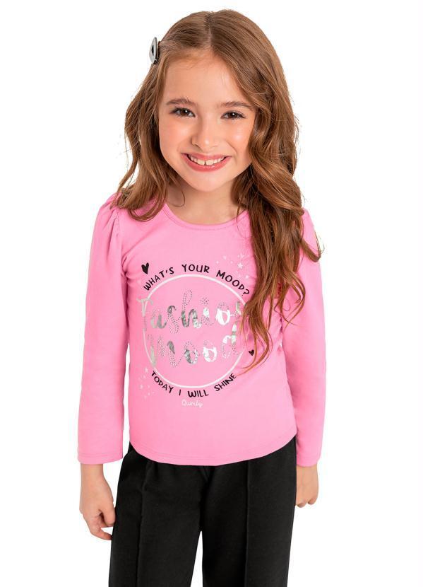 Vista 2 Blusa Infantil em Cotton Rosa Quimby Quimby