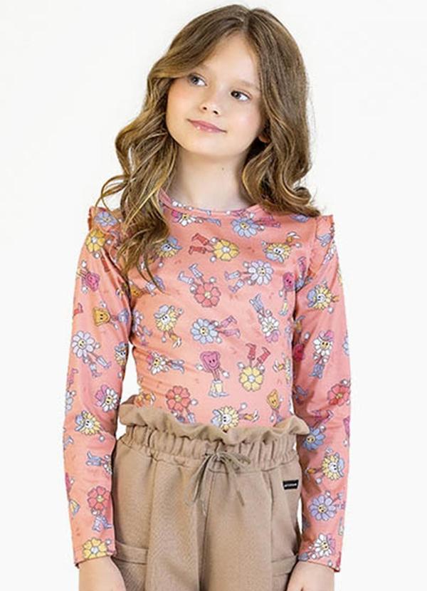 Vista 2 Blusa Infantil em Malha Lixada Sublimada Rosa Soft Bonni Soft Bonni
