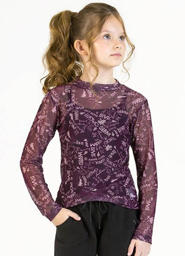 Blusa Infantil em Tule e Viscolycra Roxo