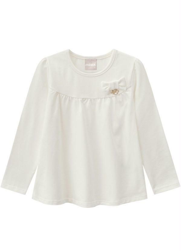 Vista 2 Blusa Infantil MeninaOff White Milon Milon