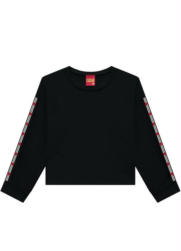 Vista 2 Blusa Infantil MeninaPreto Kyly Kyly