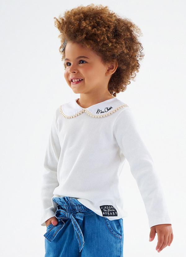 Vista 2 Blusa Infantil Feminina Ribana Branco Up Baby Up Baby