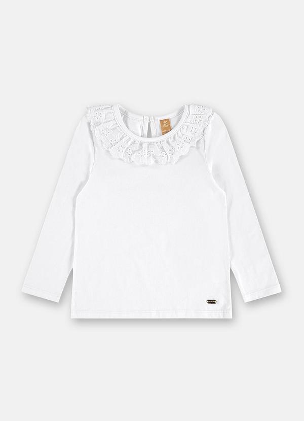 Blusa Infantil Gola Renda Branco