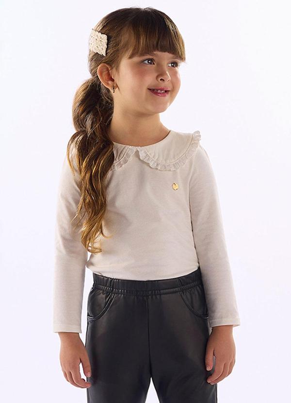 Blusa Infantil Gola Renda Branco