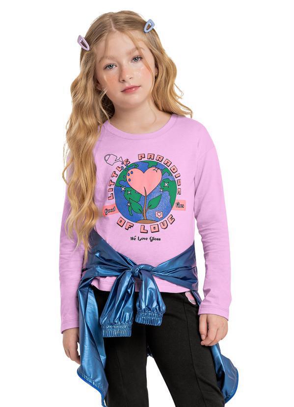 Vista 2 Blusa Infantil Little Paradise Of Love Roxo Gloss Gloss