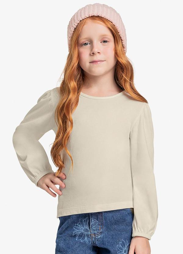 Blusa Infantil Manga Longa Bege
