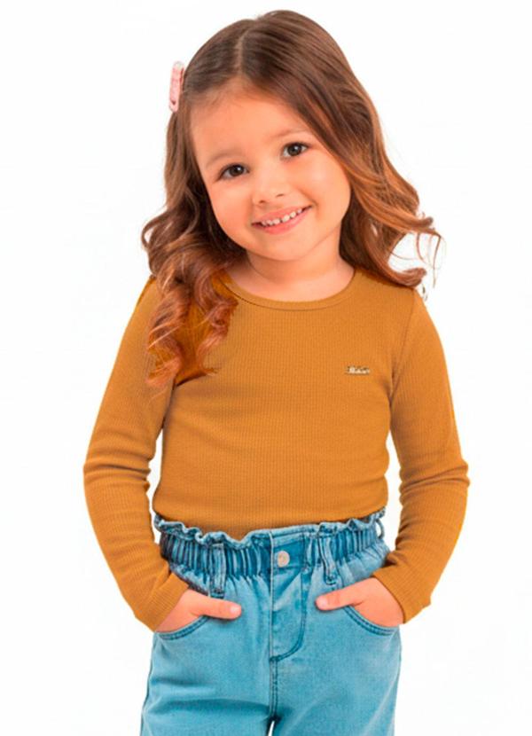 Blusa Infantil Manga Longa Bege