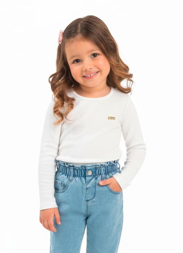 Blusa Infantil Manga Longa Branco