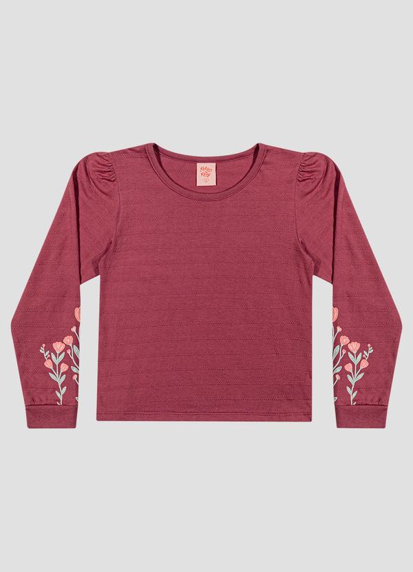 Blusa Infantil Manga Longa com Estampa Relevo Bordo