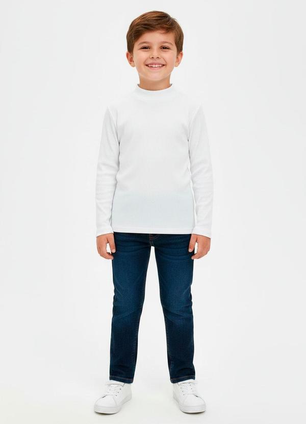 Blusa Infantil Manga Longa em Punho Branco