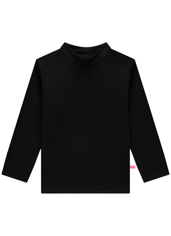 Blusa Infantil Manga Longa em Punho Preto
