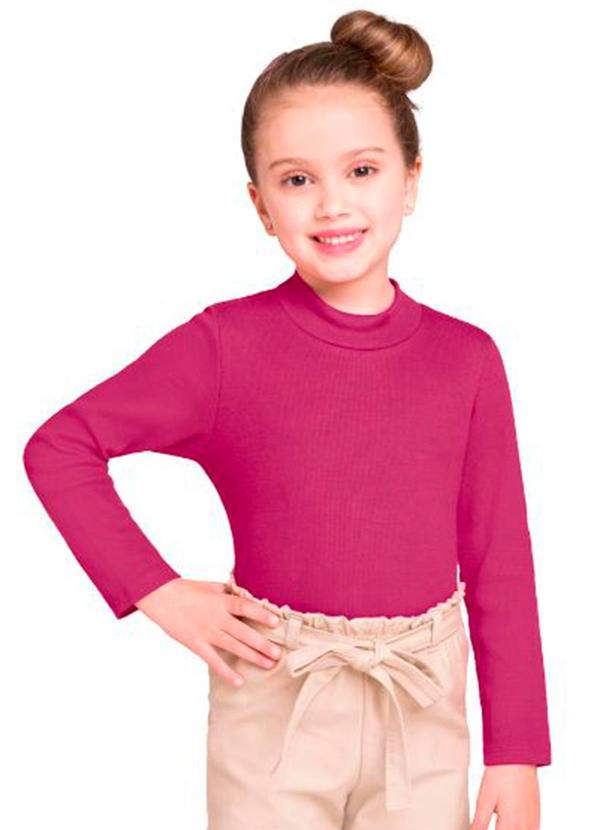 Blusa Infantil Manga Longa em Punho Rosa