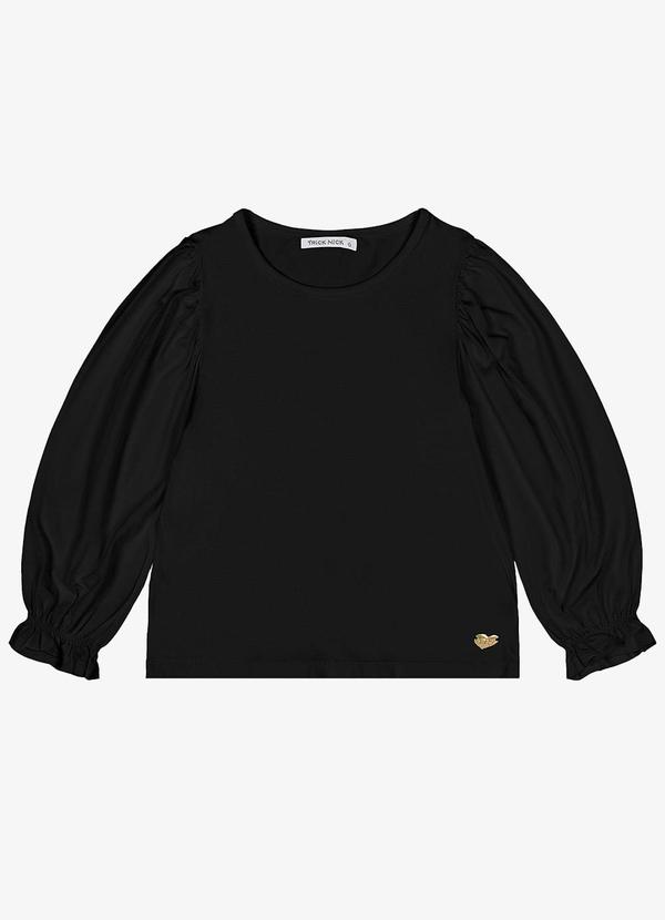 Blusa Infantil Manga Longa Preto