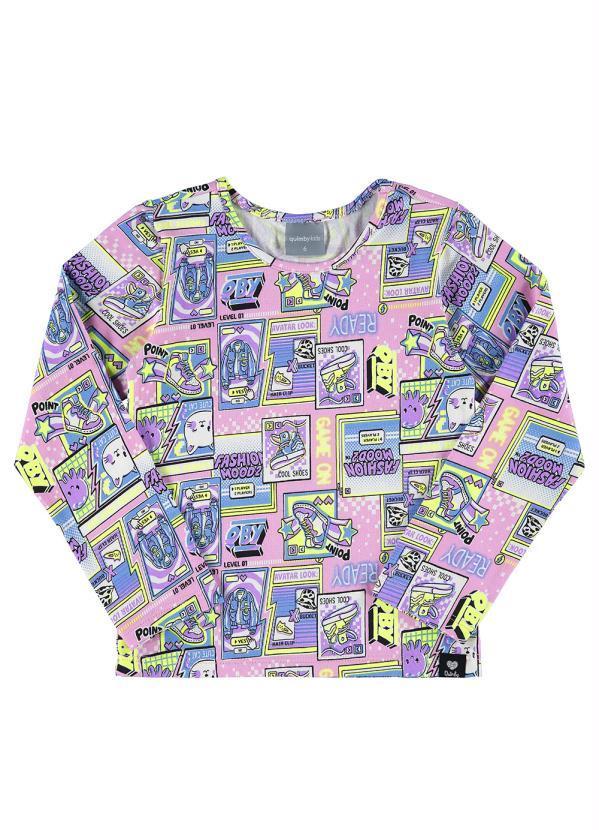 Vista 2 Blusa Infantil Manga Longa Rosa Quimby Quimby