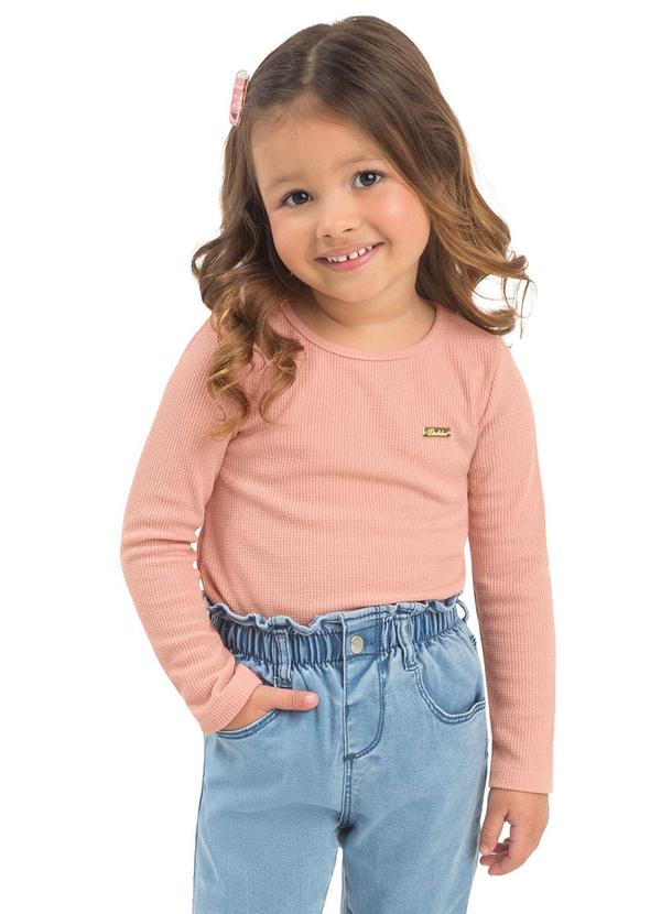 Blusa Infantil Manga Longa Rosa