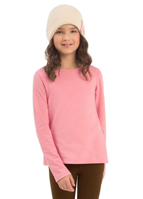 Blusa Infantil Manga Longa Rosa