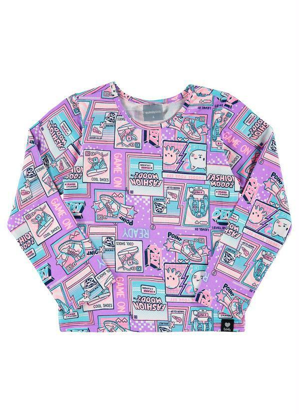 Vista 2 Blusa Infantil Manga Longa Roxo Quimby Quimby