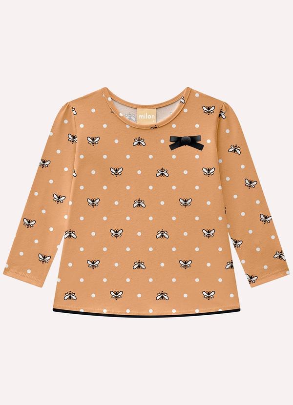 Blusa Infantil Menina Abelhas Marrom