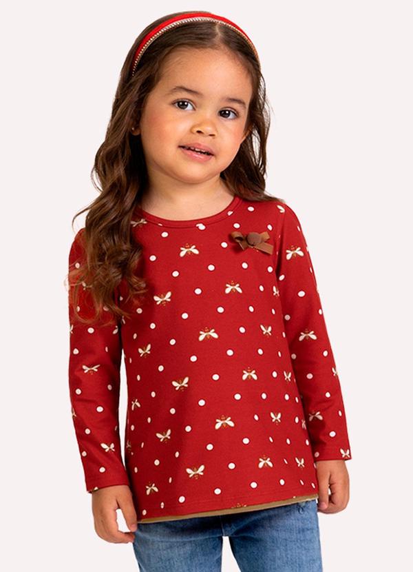 Blusa Infantil Menina Abelhas Vermelho