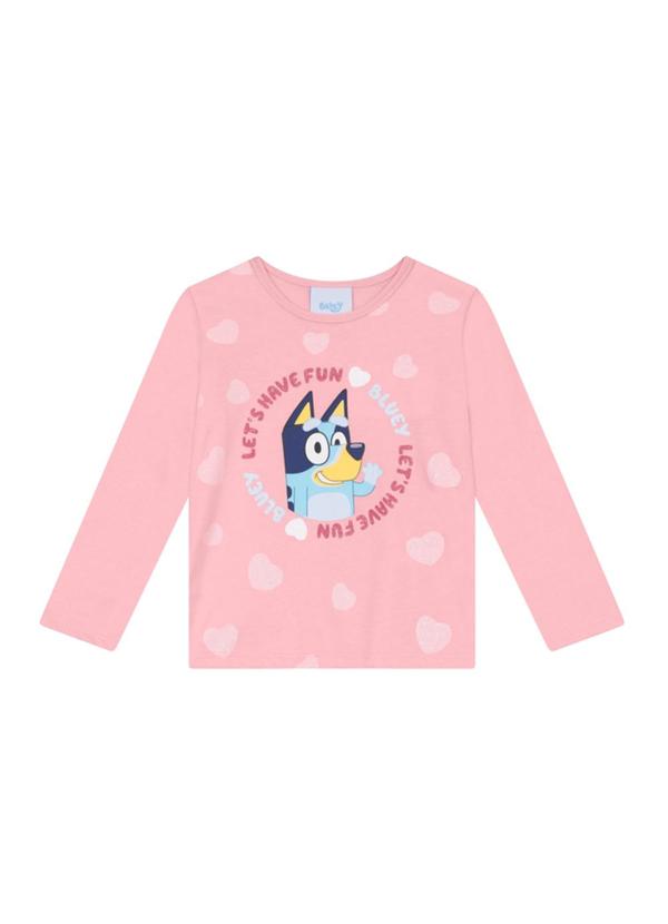 Blusa Infantil Menina Bluey com Glitter Rosa