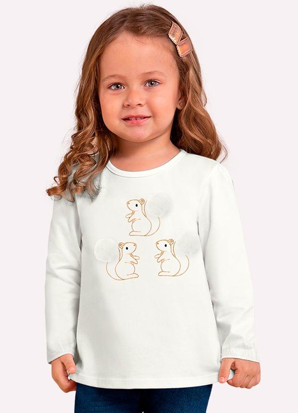 Blusa Infantil Menina Bordado Off White