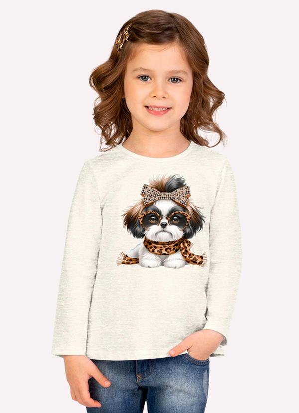Blusa Infantil Menina Cachorrinho Cinza