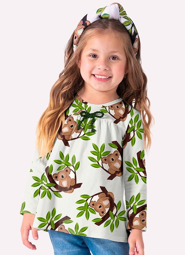 Vista 2 Blusa Infantil Menina Coala Off White Nanai Nanai
