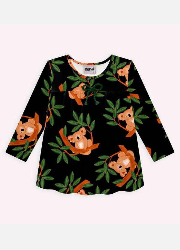 Vista 2 Blusa Infantil Menina Coala Preto Nanai Nanai
