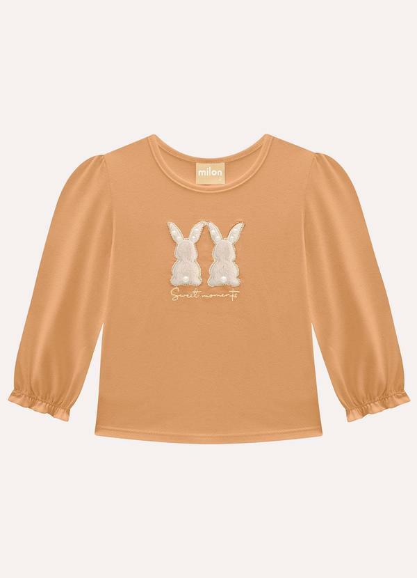 Blusa Infantil Menina Coelhinhos Marrom