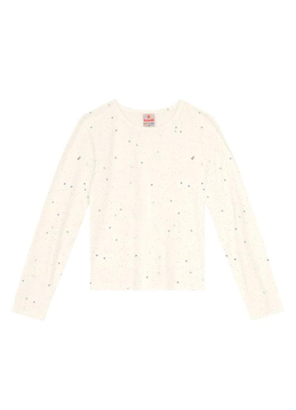 Vista 2 Blusa Infantil Menina com Brilhos Bege Brandili Brandili