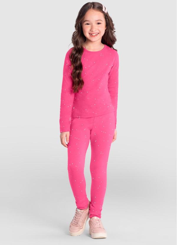 Blusa Infantil Menina com Brilhos Rosa