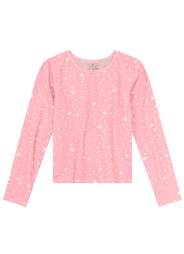 Blusa Infantil Menina com Mini Flores Rosa